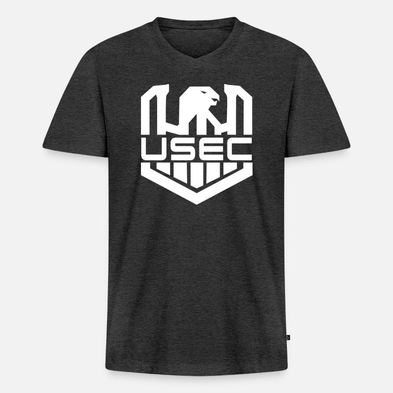 USEC - Männer Premium Bio T-Shirt mit V-Ausschnitt - Anthrazit meliert
