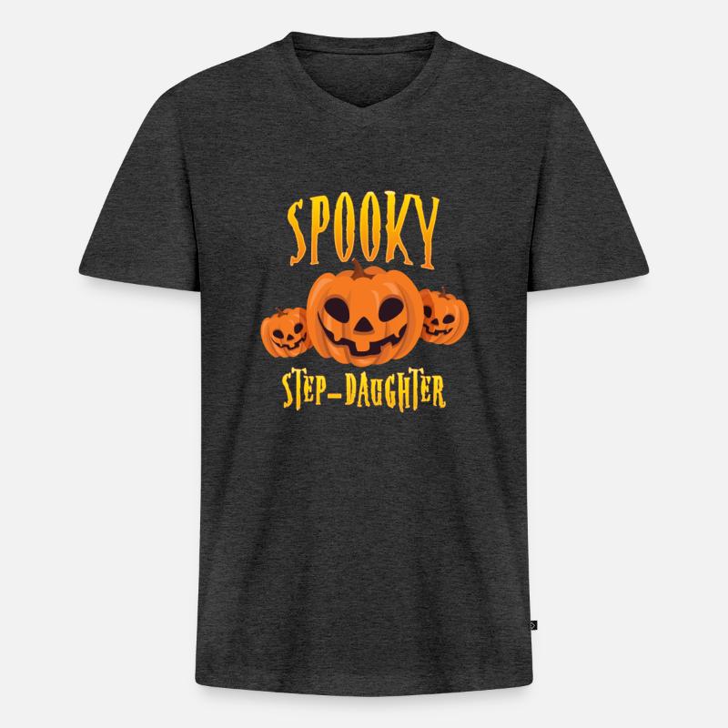 Spooky Step Tochter - Männer Premium Bio T-Shirt mit V-Ausschnitt - Anthrazit meliert