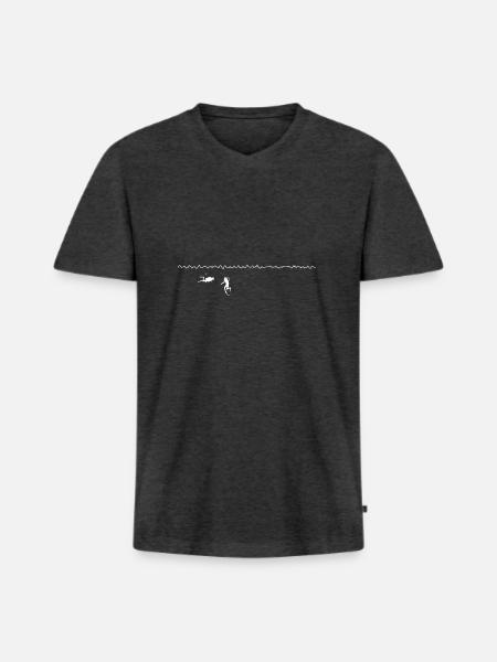 Taucher - EEG - Männer Premium Bio T-Shirt mit V-Ausschnitt - Anthrazit meliert