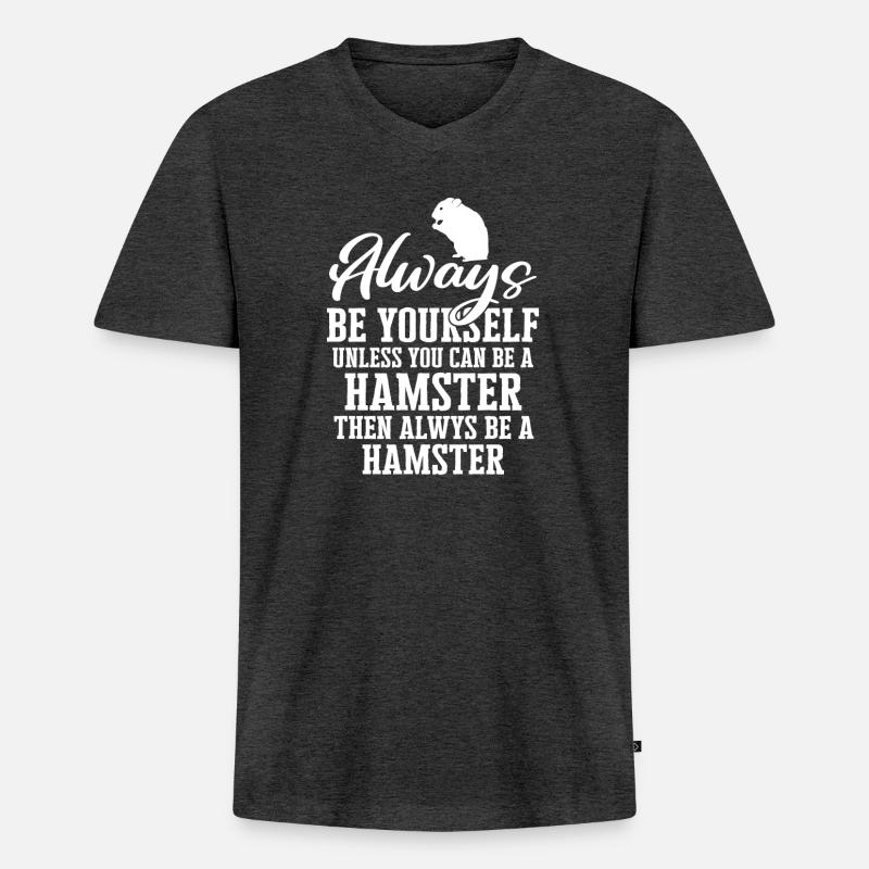 Hamster - Männer Premium Bio T-Shirt mit V-Ausschnitt - Anthrazit meliert