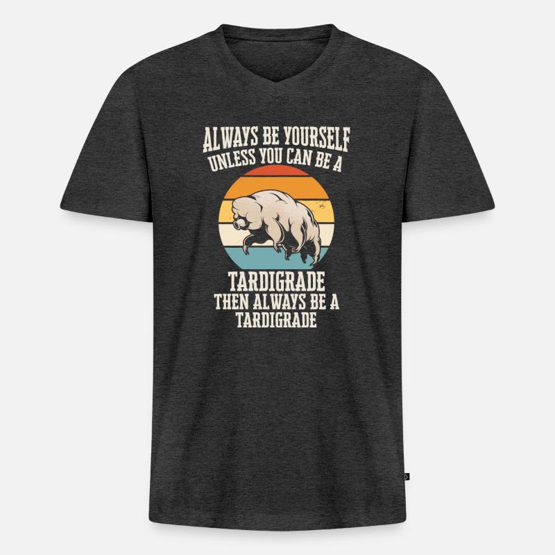 Bärtierchen - Männer Premium Bio T-Shirt mit V-Ausschnitt - Anthrazit meliert