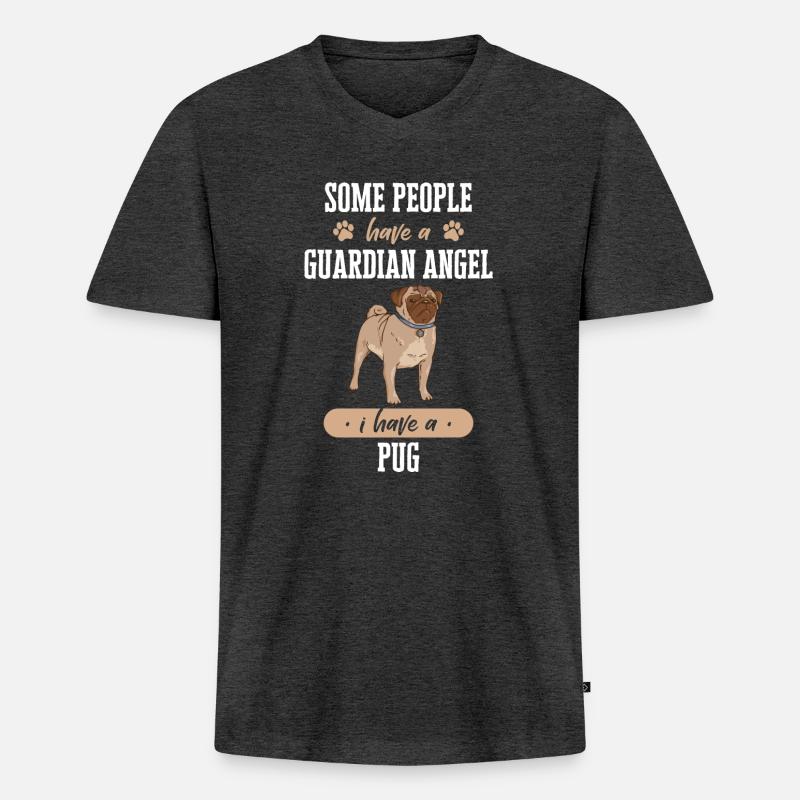 Mops Möpse Hund - Männer Premium Bio T-Shirt mit V-Ausschnitt - Anthrazit meliert
