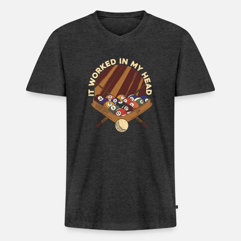 Billard Poolbillard - Männer Premium Bio T-Shirt mit V-Ausschnitt - Anthrazit meliert