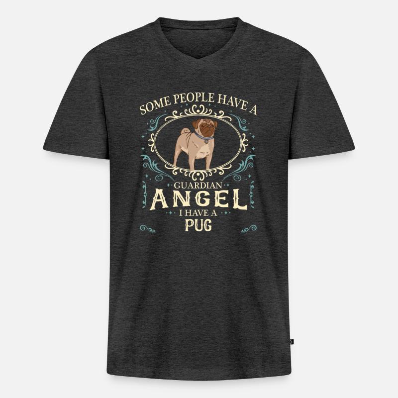 Mops Möpse Hund - Männer Premium Bio T-Shirt mit V-Ausschnitt - Anthrazit meliert
