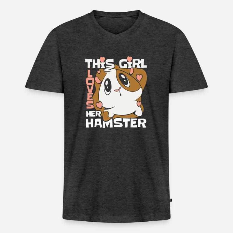 Hamster - Männer Premium Bio T-Shirt mit V-Ausschnitt - Anthrazit meliert