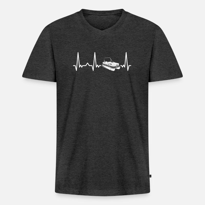 Pontonboot Kapitän Ponton Boote - Männer Premium Bio T-Shirt mit V-Ausschnitt - Anthrazit meliert