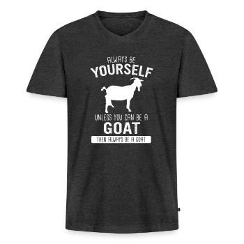 Ziege Ziegen Tier Goat - Männer Premium Bio T-Shirt mit V-Ausschnitt - Anthrazit meliert - Vorne - Nico (187cm)
