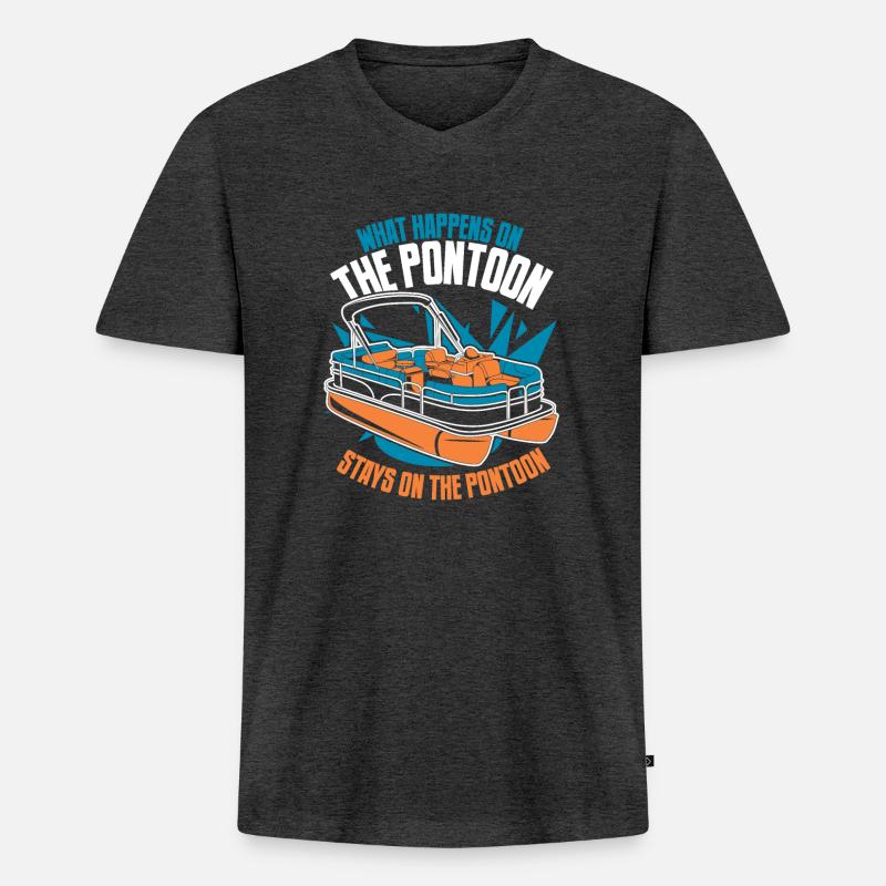 Pontonboot Kapitän Ponton Boote - Männer Premium Bio T-Shirt mit V-Ausschnitt - Anthrazit meliert