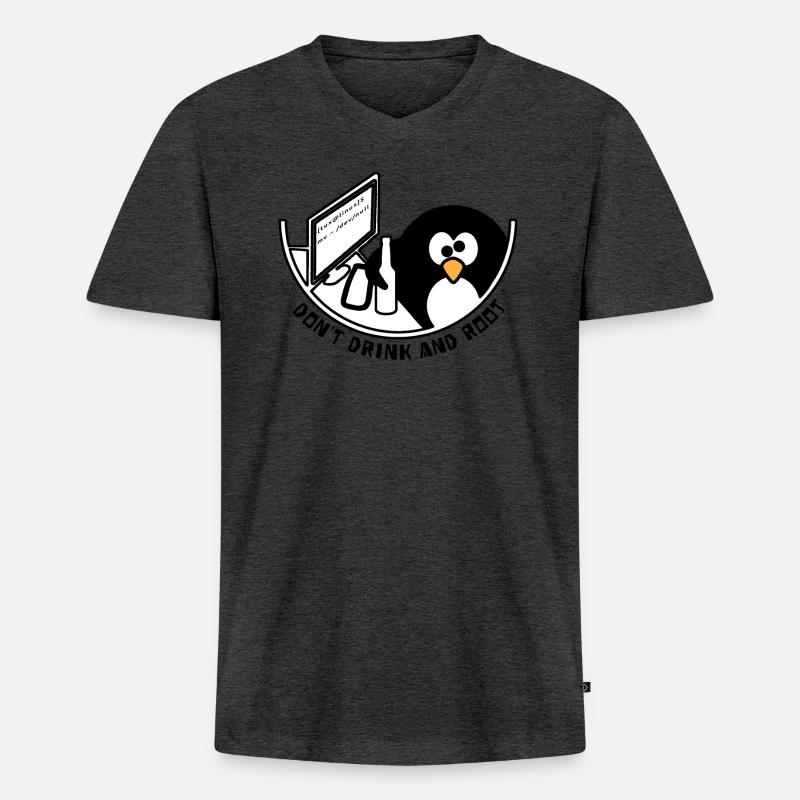 Linux Tux /dev/null - Männer Premium Bio T-Shirt mit V-Ausschnitt - Anthrazit meliert