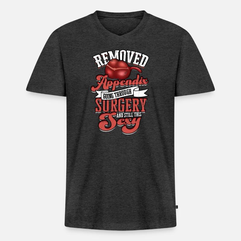 Anhang Operation Appendektomie Entfernung - Männer Premium Bio T-Shirt mit V-Ausschnitt - Anthrazit meliert