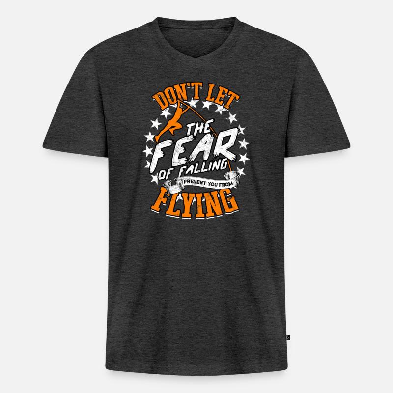 Pole Viertel und Feldstabhochsprung - Männer Premium Bio T-Shirt mit V-Ausschnitt - Anthrazit meliert