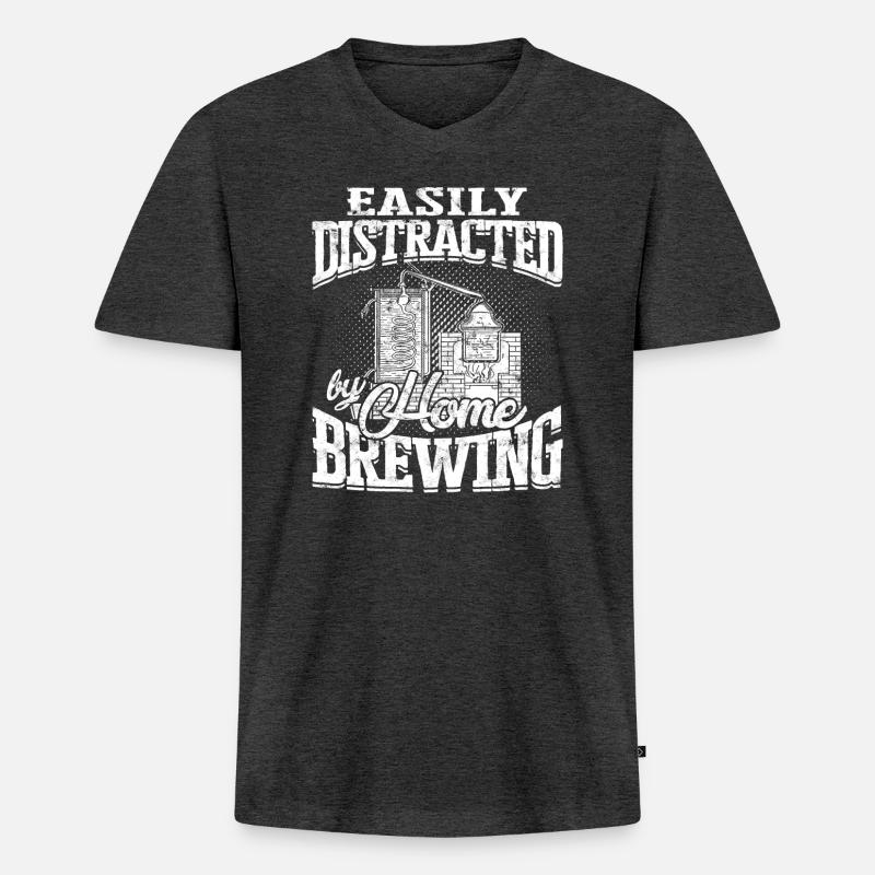 schnaps whiskey brennen schnapsbrenner geschenkide - Männer Premium Bio T-Shirt mit V-Ausschnitt - Anthrazit meliert