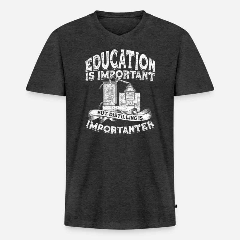 schnaps whiskey brennen schnapsbrenner geschenkide - Männer Premium Bio T-Shirt mit V-Ausschnitt - Anthrazit meliert