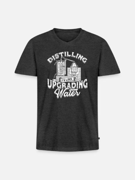schnaps whiskey brennen schnapsbrenner geschenkide - Männer Premium Bio T-Shirt mit V-Ausschnitt - Anthrazit meliert