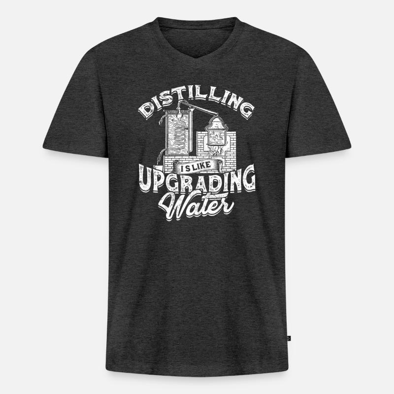 schnaps whiskey brennen schnapsbrenner geschenkide - Männer Premium Bio T-Shirt mit V-Ausschnitt - Anthrazit meliert