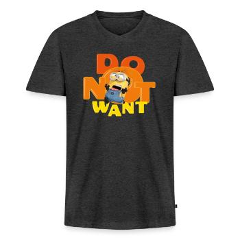 Minions Do Not Want Schreiender Minion - Männer Premium Bio T-Shirt mit V-Ausschnitt - Anthrazit meliert - Vorne - Nico (187cm)