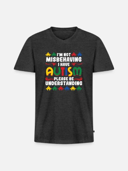 I'm Not Misbehaving - Männer Premium Bio T-Shirt mit V-Ausschnitt - Anthrazit meliert