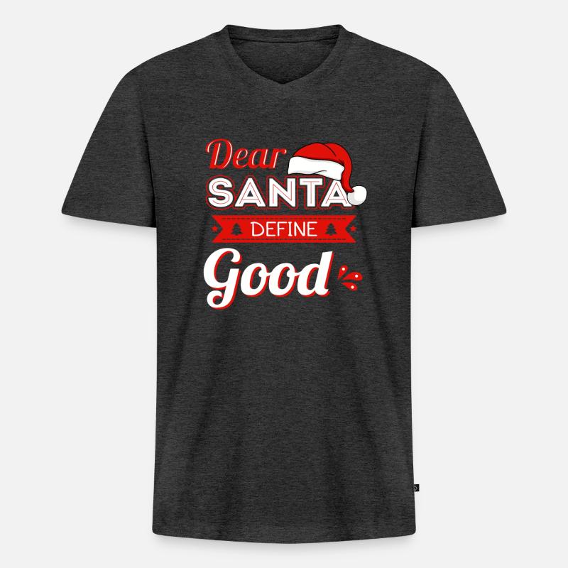 Dear Santa Define Good - Männer Premium Bio T-Shirt mit V-Ausschnitt - Anthrazit meliert