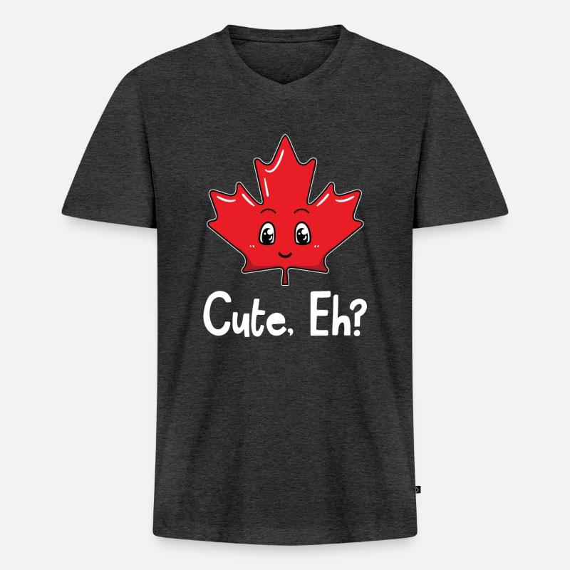 Cute Eh Canada Maple Leaf - Männer Premium Bio T-Shirt mit V-Ausschnitt - Anthrazit meliert
