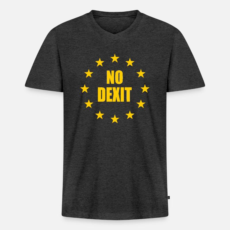 No dexit - Männer Premium Bio T-Shirt mit V-Ausschnitt - Anthrazit meliert