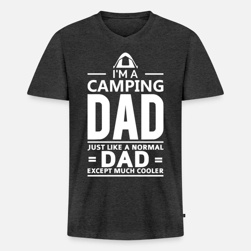 CAMPING DAD - Männer Premium Bio T-Shirt mit V-Ausschnitt - Anthrazit meliert