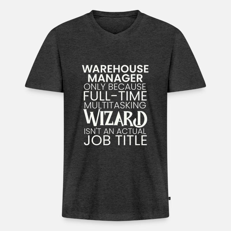 Warehouse Manager multitasking Wizard - Männer Premium Bio T-Shirt mit V-Ausschnitt - Anthrazit meliert