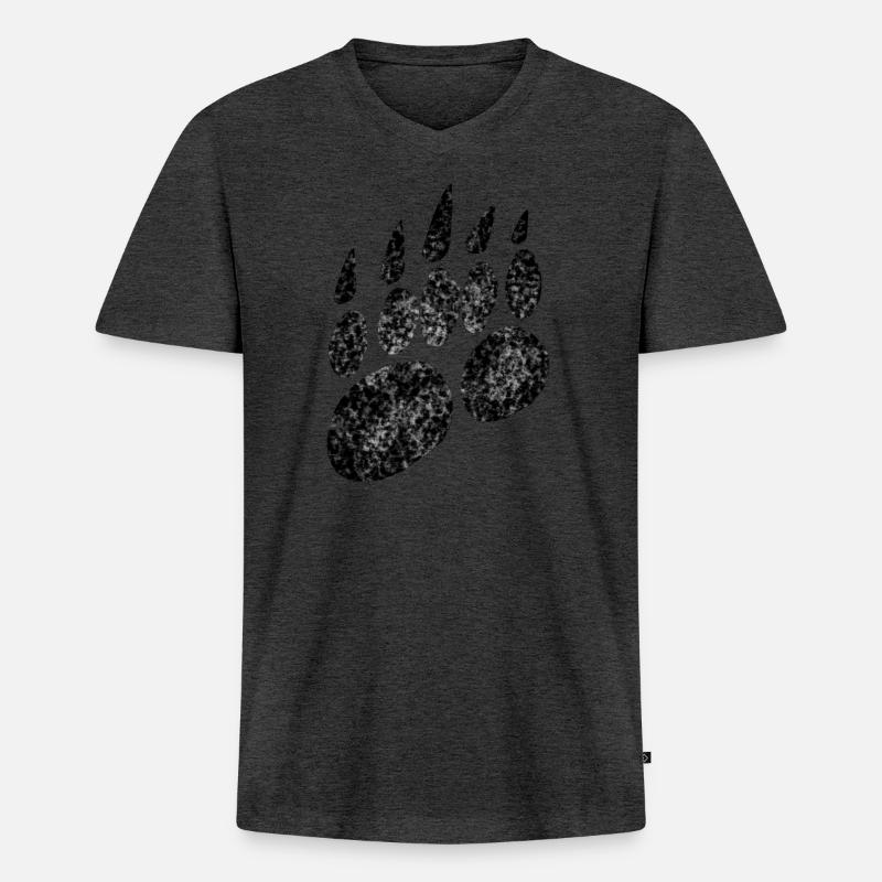 Bärentatze Bärenklaue Pranke - Männer Premium Bio T-Shirt mit V-Ausschnitt - Anthrazit meliert
