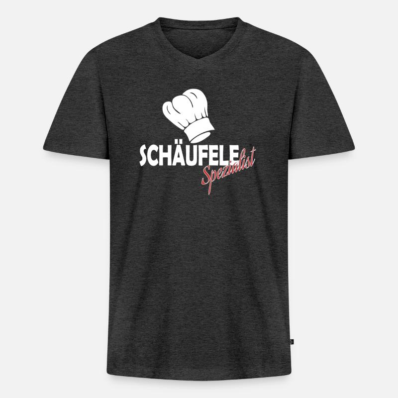 Schäufele - Männer Premium Bio T-Shirt mit V-Ausschnitt - Anthrazit meliert