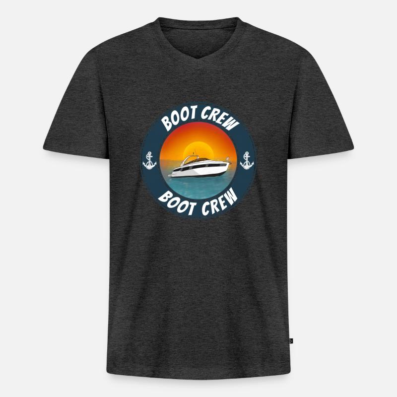 Boot crew Motorboot - Männer Premium Bio T-Shirt mit V-Ausschnitt - Anthrazit meliert