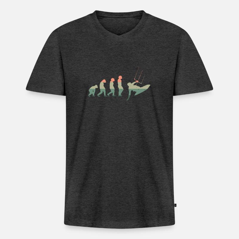 Evolution Kitesurfer - Männer Premium Bio T-Shirt mit V-Ausschnitt - Anthrazit meliert