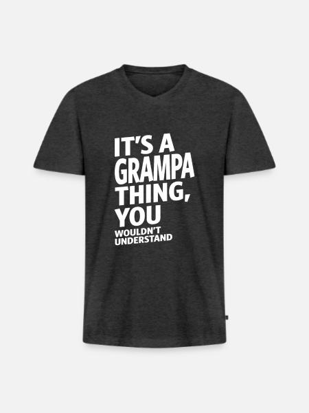 Es ist eine Opa-Sache - Männer Premium Bio T-Shirt mit V-Ausschnitt - Anthrazit meliert