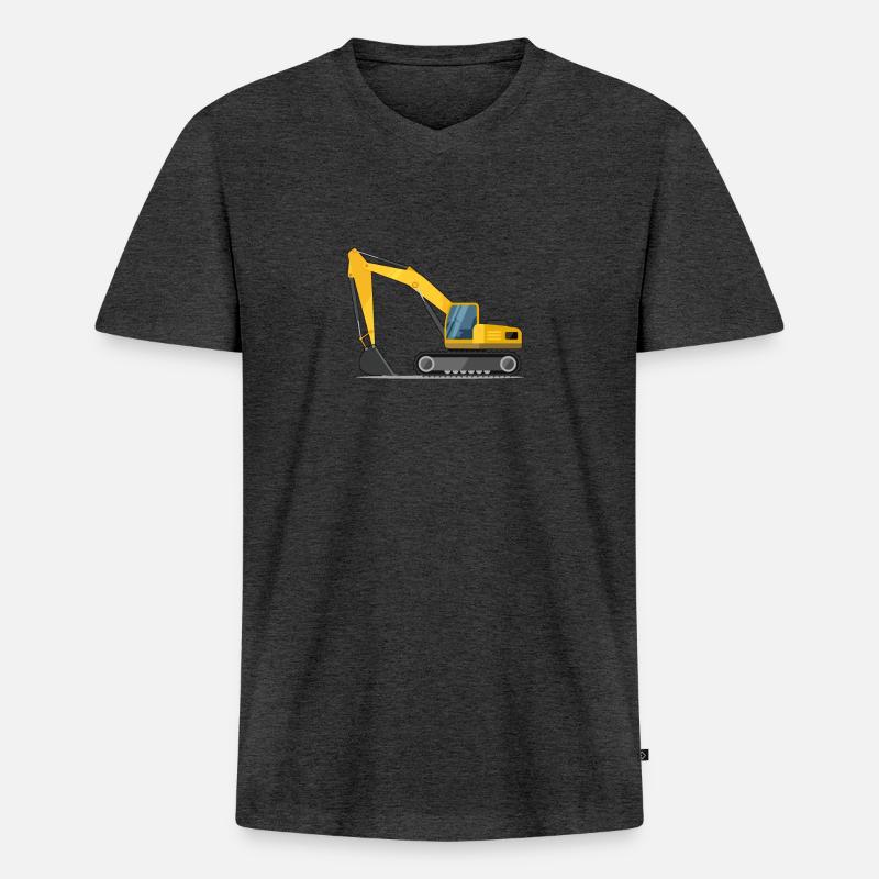 Bagger Geschenk Geschenkidee - Männer Premium Bio T-Shirt mit V-Ausschnitt - Anthrazit meliert