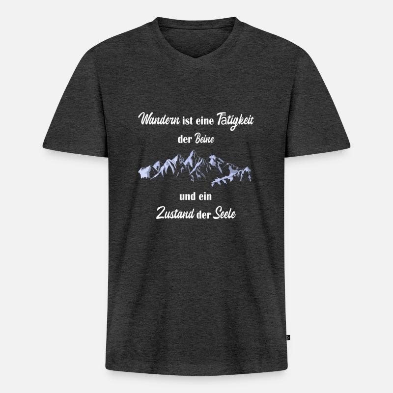 Wandern berge wanderspruch - Männer Premium Bio T-Shirt mit V-Ausschnitt - Anthrazit meliert