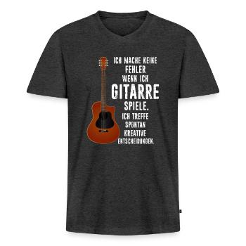 ICH MACHE KEINE FEHLER WENN ICH GITARRE SPIELE... - Männer Premium Bio T-Shirt mit V-Ausschnitt - Anthrazit meliert - Vorne - Nico (187cm)