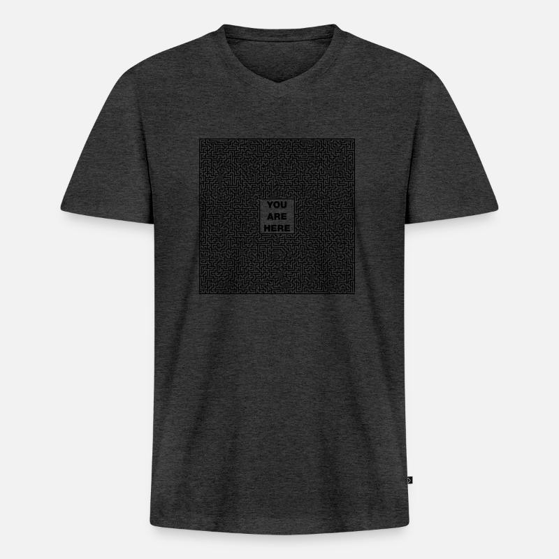 Labyrinth - Männer Premium Bio T-Shirt mit V-Ausschnitt - Anthrazit meliert