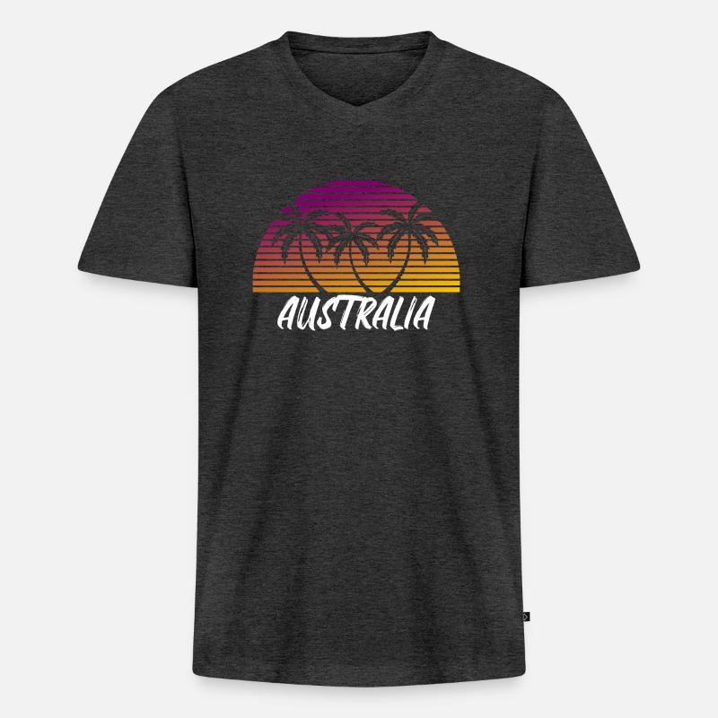 Australia - Männer Premium Bio T-Shirt mit V-Ausschnitt - Anthrazit meliert