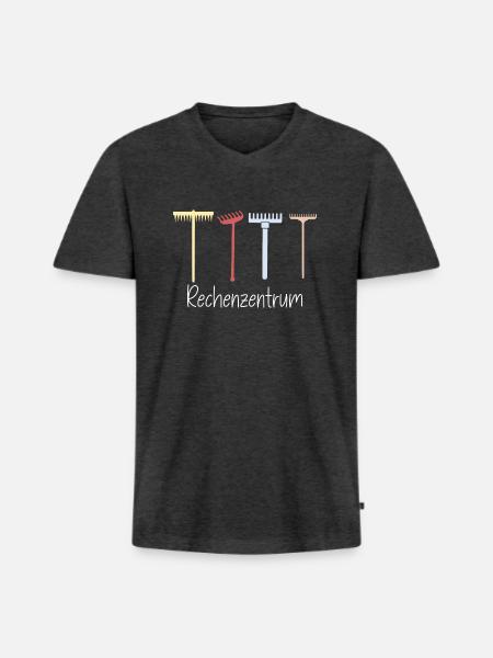 Rechenzentrum Garten Natur - Männer Premium Bio T-Shirt mit V-Ausschnitt - Anthrazit meliert