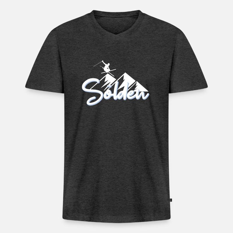 Sölden - Männer Premium Bio T-Shirt mit V-Ausschnitt - Anthrazit meliert