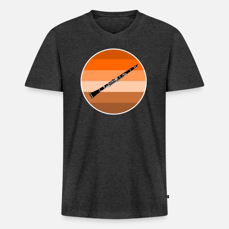 Klarinette - Männer Premium Bio T-Shirt mit V-Ausschnitt - Anthrazit meliert