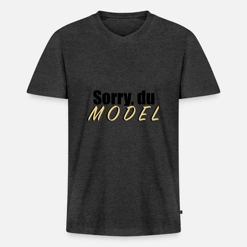 Sorry du Model - Männer Premium Bio T-Shirt mit V-Ausschnitt - Anthrazit meliert