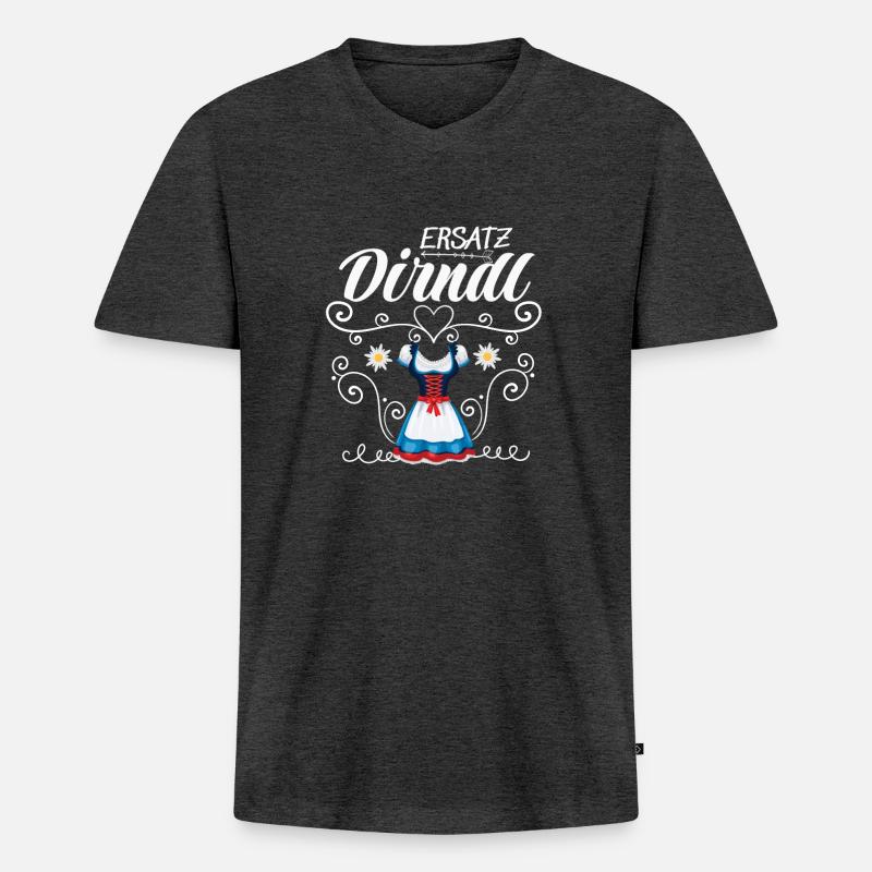 Dirndl Ersatz - Männer Premium Bio T-Shirt mit V-Ausschnitt - Anthrazit meliert