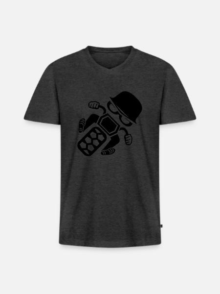 Biker ÖMM Ötztaler Mopedmarathon - Männer Premium Bio T-Shirt mit V-Ausschnitt - Anthrazit meliert