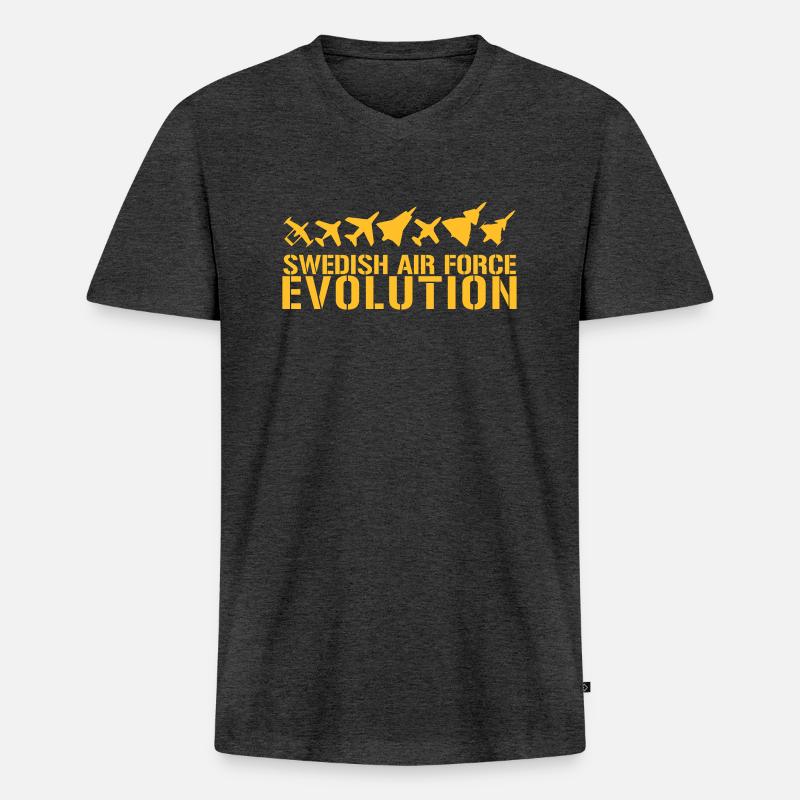 Entwicklung der schwedischen Luftwaffe - Männer Premium Bio T-Shirt mit V-Ausschnitt - Anthrazit meliert