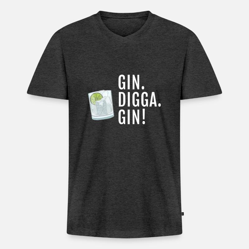Gin Digga Gin - Männer Premium Bio T-Shirt mit V-Ausschnitt - Anthrazit meliert