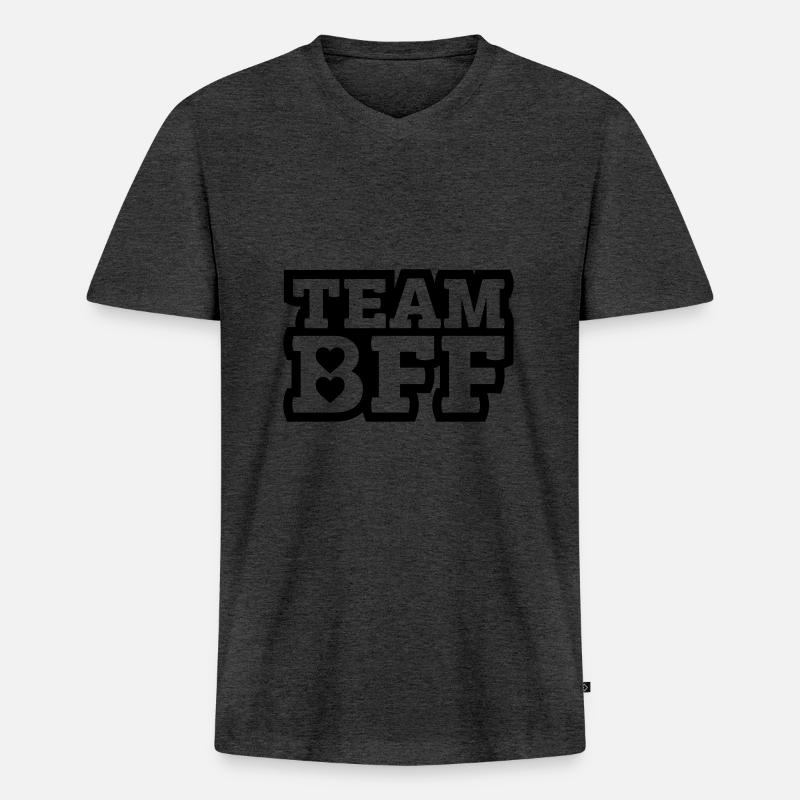 TEAM BFF - Männer Premium Bio T-Shirt mit V-Ausschnitt - Anthrazit meliert