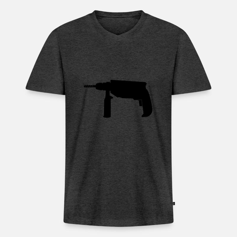 bohrer - Männer Premium Bio T-Shirt mit V-Ausschnitt - Anthrazit meliert