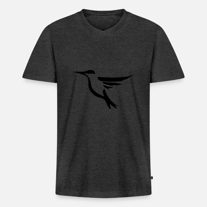 Kolibri 2 - Vogel Geschenk Geschenkidee - Männer Premium Bio T-Shirt mit V-Ausschnitt - Anthrazit meliert