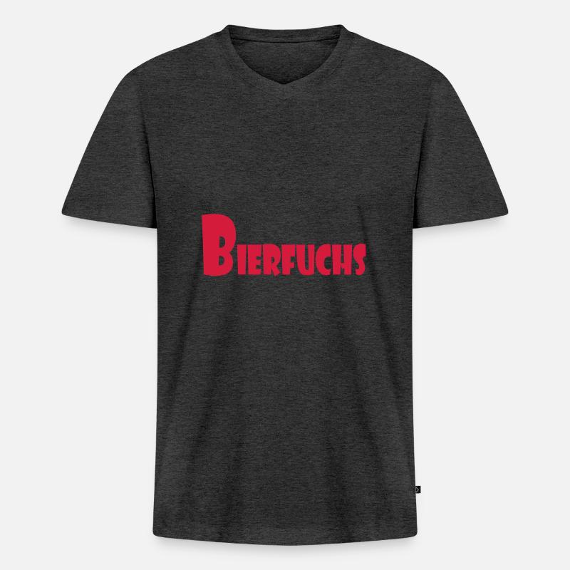 Bierfuchs - Männer Premium Bio T-Shirt mit V-Ausschnitt - Anthrazit meliert