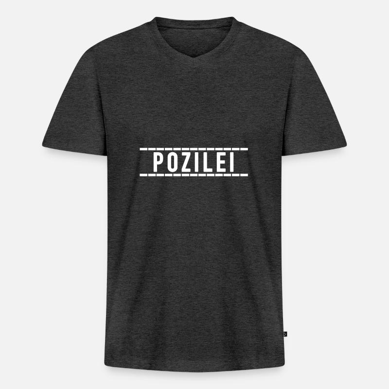 Polizeilook - Polizei Geschenkidee - Männer Premium Bio T-Shirt mit V-Ausschnitt - Anthrazit meliert