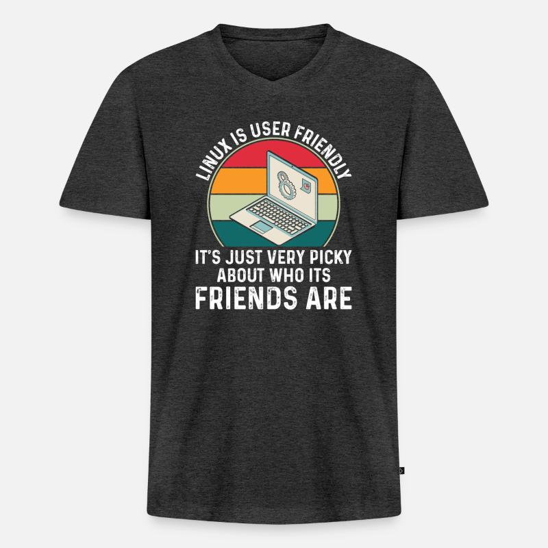 Linux ist benutzerfreundlich - Cloud Computing - Männer Premium Bio T-Shirt mit V-Ausschnitt - Anthrazit meliert